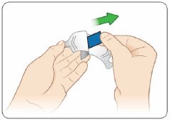 Hold KYNMOBI between your fingers by the outside edges and remove the entire KYNMOBI from the pouch - Illustration