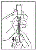 Leave the syringe in the vial and turn both upside down - Illustration