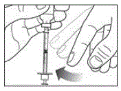 Before you take the needle out of the vial, check the
syringe for air bubbles  - Illustration