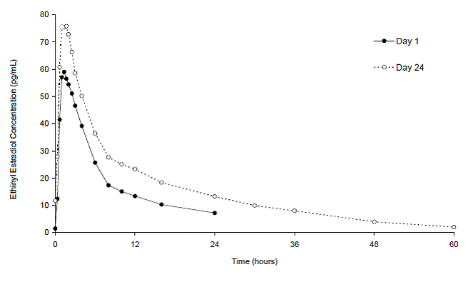 Mean Plasma Ethinyl Estradiol Concentration-Time Profiles - Illustration