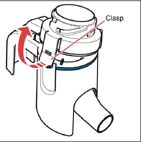 Open the top of the Handset body by lifting the clasp. - Illustration