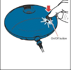 Press the On/Off button to turn on the Controller as shown, and start your treatment. - Illustration