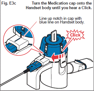 Turn the Medication cap onto the Handset body until you hear a Click. - Illustration