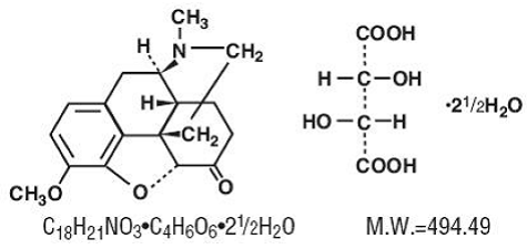 Hydrocodone bitartrate Structural Formula Illustration