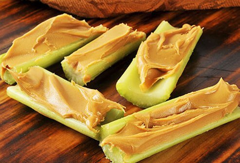 Photo of peanut butter and celery.