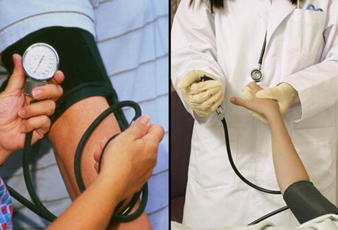 To diagnose low blood pressure, a doctor may measure the patient's blood pressure both while lying down (supine) and standing up.