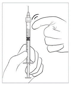 Ensure that the plunger rod is drawn sufficiently back when emptying the vial in order to completely empty the filter needle. - Illustration