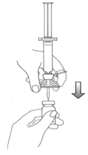 Shake vigorously for 20 seconds, mixing all the contents in the vial - Illustration
