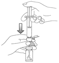 Invert the system and slowly withdraw the intended volume of suspension into the syringe - Illustration