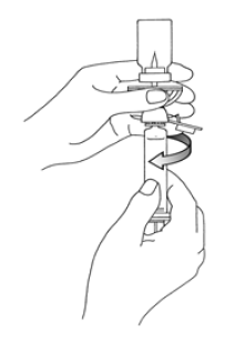 Obtain a 5 mL syringe, with luer lock tip, and fill with 5 mL of additive-free 0.9% Sodium Chloride Injection - Illustration