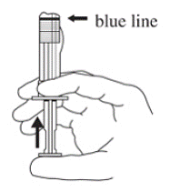 Hold the syringe UPRIGHT - Illustration