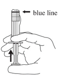 Release the diluent by SLOWLY PUSHING the plunger - Illustration