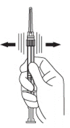 Mix the microspheres (powder) thoroughly by gently shaking the syringe  - Illustration