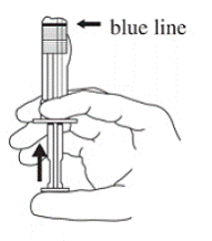 Release the diluent by SLOWLY PUSHING (6 to 8 seconds) the plunger - Illustration