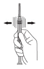 Mix the microspheres (powder) thoroughly by gently shaking the syringe - Illustration