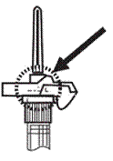 Aspirated blood would be visible just below the luer lock connection if a blood vessel is accidentally penetrated - Illustration