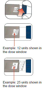 Turn the dose knob to select the number of units you need to inject - Illustration