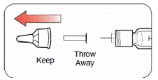 Pull off the outer needle shield. <b>Do not</b> throw it away - Illustration