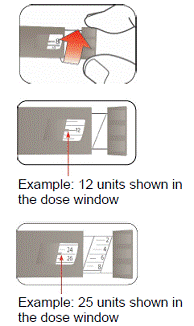 Turn the dose knob to select the number of units you need to inject - Illustration