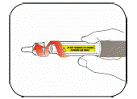 Unscrew the capped needle and throw it away (see <b>Disposing of Pens and needles section - Illustration