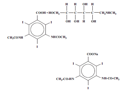 MD -76R (Diatrizoate Meglumine and Diatrizoate Sodium) Structural Formula Illustration