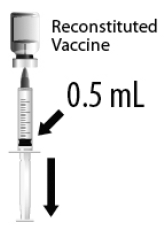 Withdraw 0.5 mL of reconstituted vaccine - Illustration