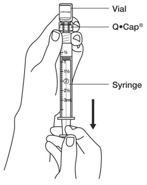 Withdraw all of the MENOPUR® into the syringe - Illustration