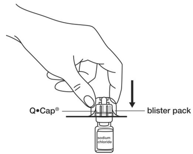 Push the Q•Cap® straight down into the rubber stopper of the vial - Illustration