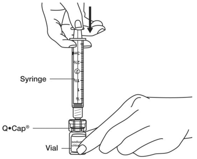 Push the air from the syringe into the vial - Illustration