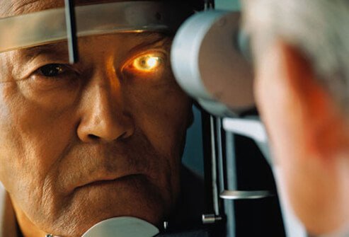 A man getting screened for glaucoma.