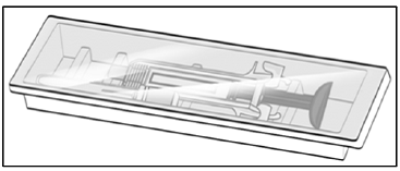 Plastic tray containing the Mircera prefilled syringe - Illustration