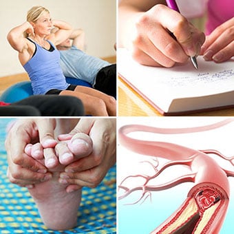 Abdominal spasms, writer's cramps, and toe cramps are common types of muscle spasms; and atherosclerosis may cause muscle spasms.