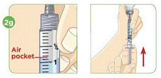 Pull down the plunger until the top rim of the plunger lines up with the black 2.2 mL line - Illustration