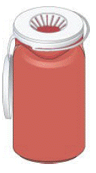 With the needle still in the vial, turn the vial and
syringe upside down - Illustration