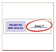 Unused MYALEPT mixed with sterile water
for injection - Illustration
