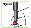 Press the injection button. You should see the "0" line up with the notch in the dose window. If you do not see the "0" line up, press the injection button until it is lined up. - Illustration