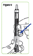 Pick up the mixing device with the needle cap pointing up. Unscrew the cartridge from the mixing device in a counterclockwise direction and set the mixing device down. - Illustration