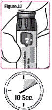 Hold the Q-Cliq pen so you can see "GO" in the dose window with the Pen Needle pointing down. - Illustration