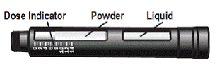 Your NATPARA medicine cartridge contains medicine powder and a liquid to mix the powder in. - Illustration