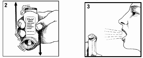 Holding the Inhaler and Exhaling - Illustration
