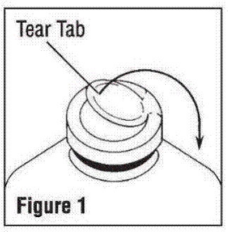 To remove the outer closure, lift the tear tab and
pull up, over, and down until it is below the stopper - Illustration