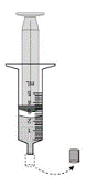 Shake the oral syringe well for 10 seconds to spread the remaining tablet pieces evenly through the water in the oral syringe - Illustration
