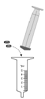 NITYR tablets have broken apart into very small pieces and the pieces are evenly spread through the water - Illustration