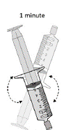 Slowly push down on the plunger until a small amount of air is left in the oral syringe - Illustration