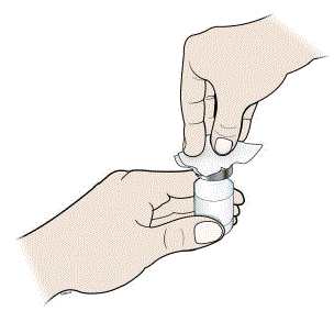 Take the cap off the vial. Clean the rubber stopper with 1 alcohol wipe 1 - Illustration