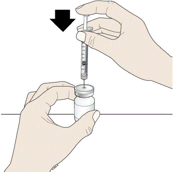 Push the plunger down and inject all the air from the syringe into the vial of NIVESTYM - Illustration