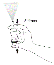 Completely press (pump) the nasal applicator 5 times - Illustration