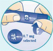 The Pen scale shows you approximately how much Norditropin is left in your Pen. - Illustration