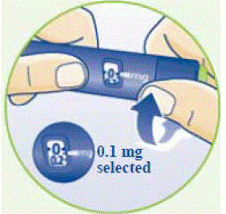 If you select the wrong dose, you can turn the dose selector clockwise or counterclockwise to the correct dose - Illustration