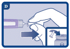 Push the needle straight onto the Pen. Turn the needle clockwise until it is on tight - Illustration